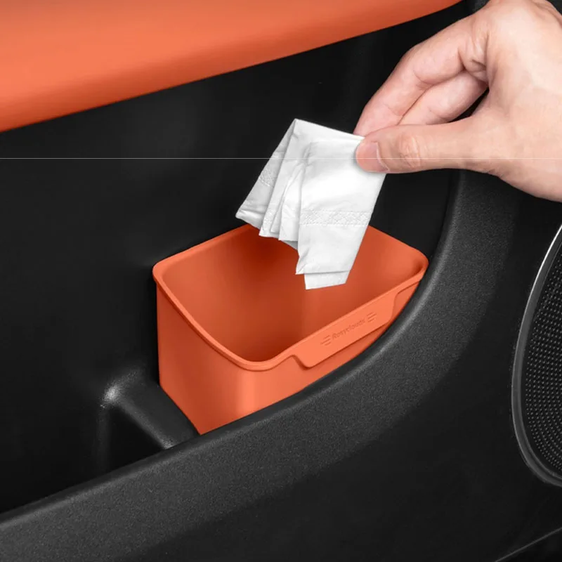 Universal Car Door Trash Can Mini Garbage Bin Silicone Waterproof Auto Door Pocket Storage Box Interior Organizer for Car Access view 4