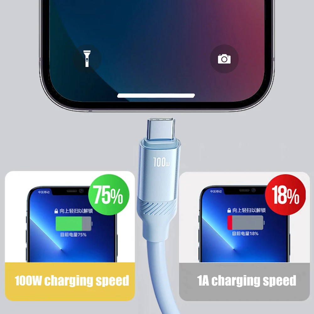 100W USB-A To Type C Charger Cables 480Mbps High-speed Quick Charging Wire for Samsung Xiaomi Huawei Google Android Phone Cord