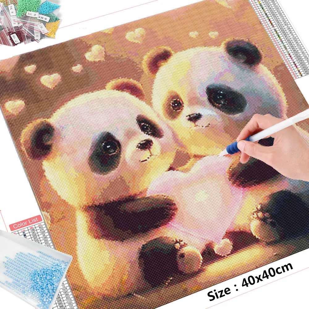 HUACAN Penguin Diamond Painting Complete Kit Animal Full Square Round Mosaic Panda 5D Wall Paintings