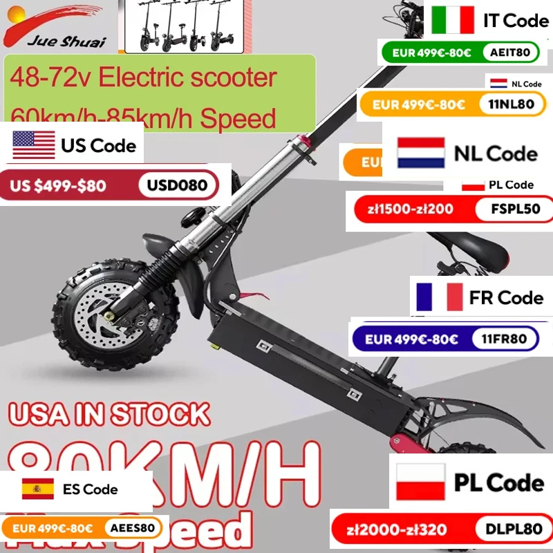 48/60V 1200-5600W Motor Electric Scooter 80KM/H Max Speed E Scooter Adults 100KM Long Range Scooter Electric Removable Seat