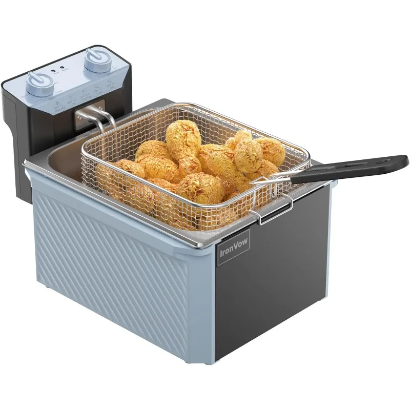 

Deep Fryer w/Basket & Lid, 10.6QT , Oil Fryer for Chicken/Fish, w/30-Min Timer, Adjustable Temp, 700W for Home/Restaurant Use