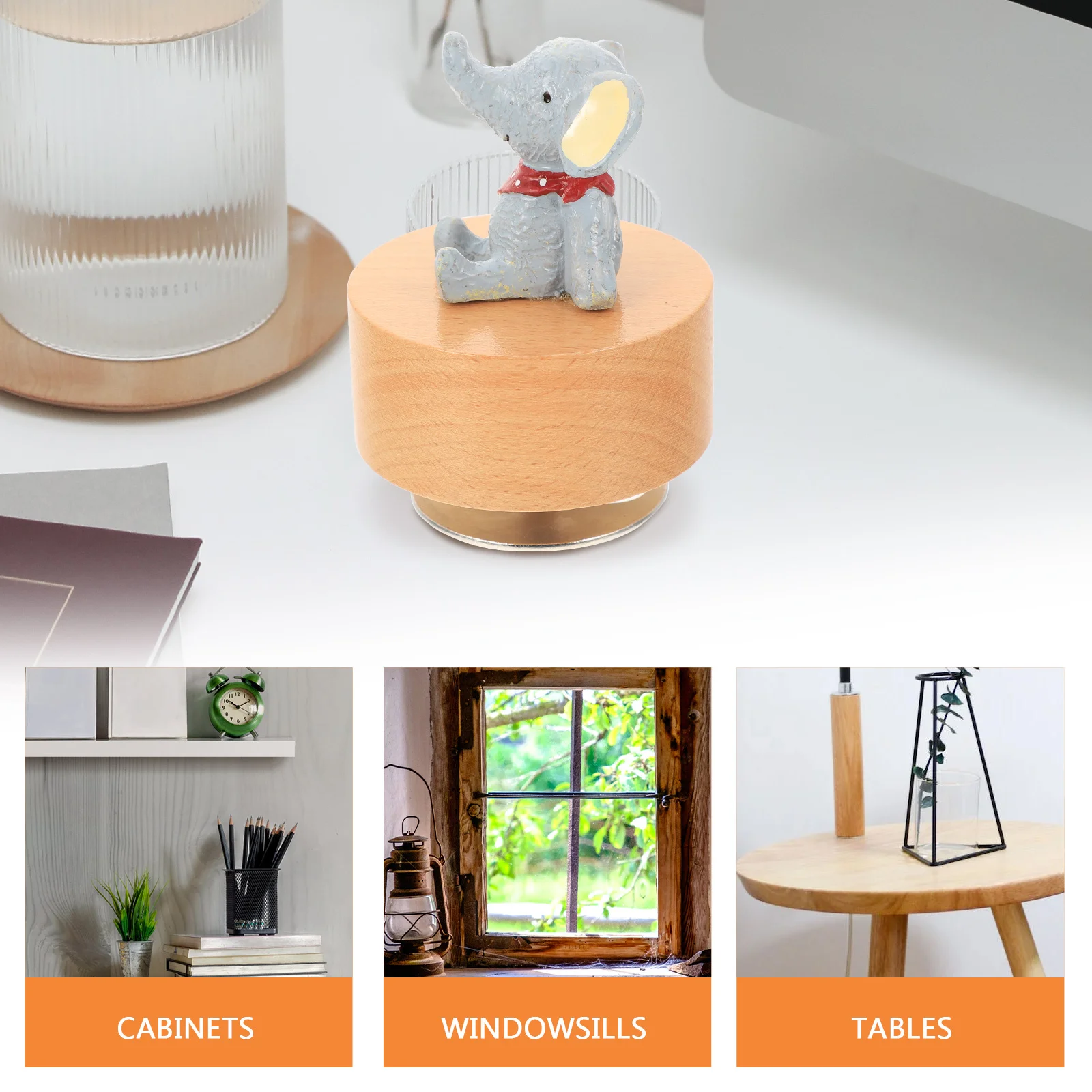 

Wooden Musical Box Rotating Exquisite Home Decor For Living Room Bedroom Office Table Decoration Gift For