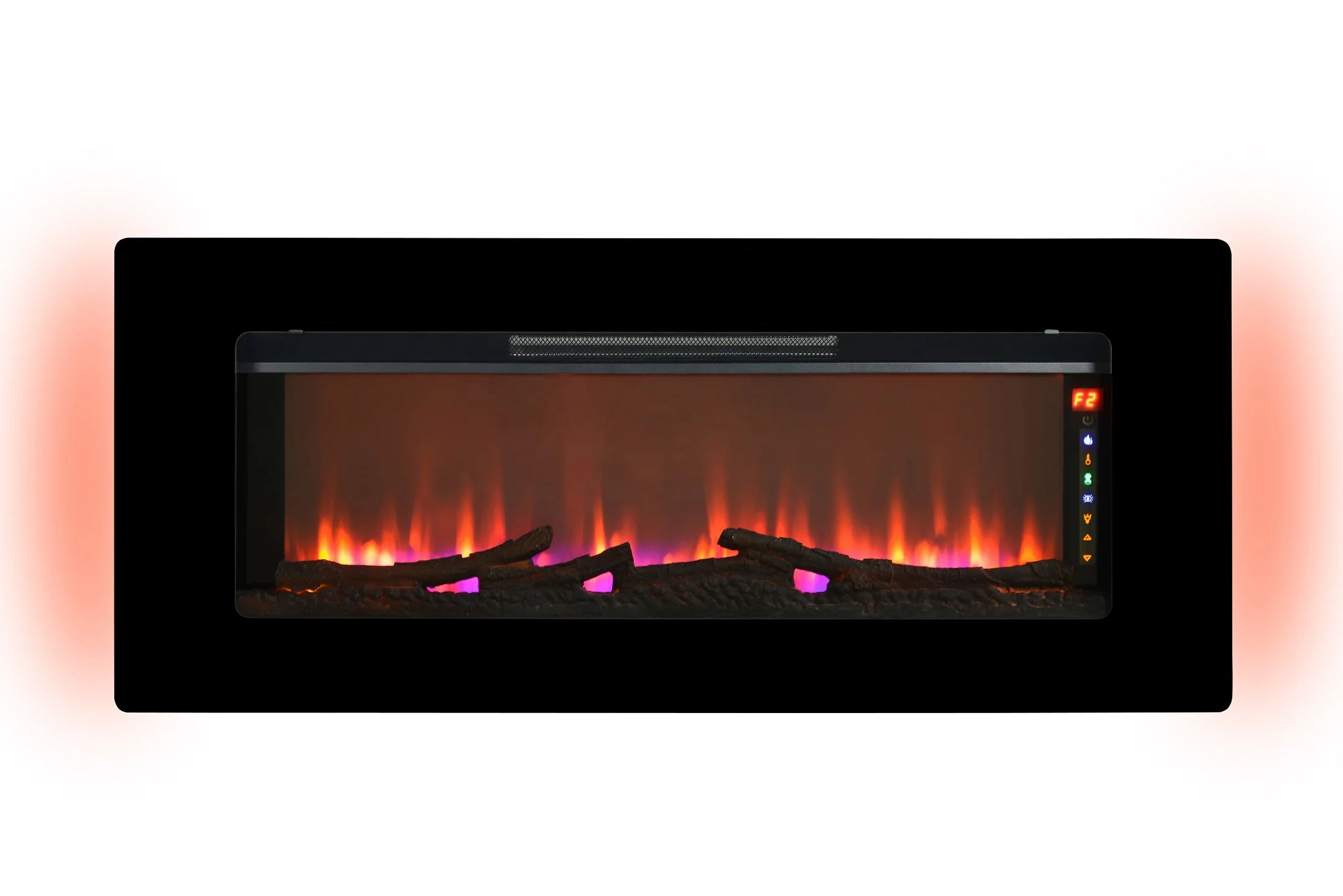 47" Recess/wall Mounted/freestaning Electric Fireplace 3-colour, Carbon Log, White Pebble ,infrared  Heating With Base,back Lits