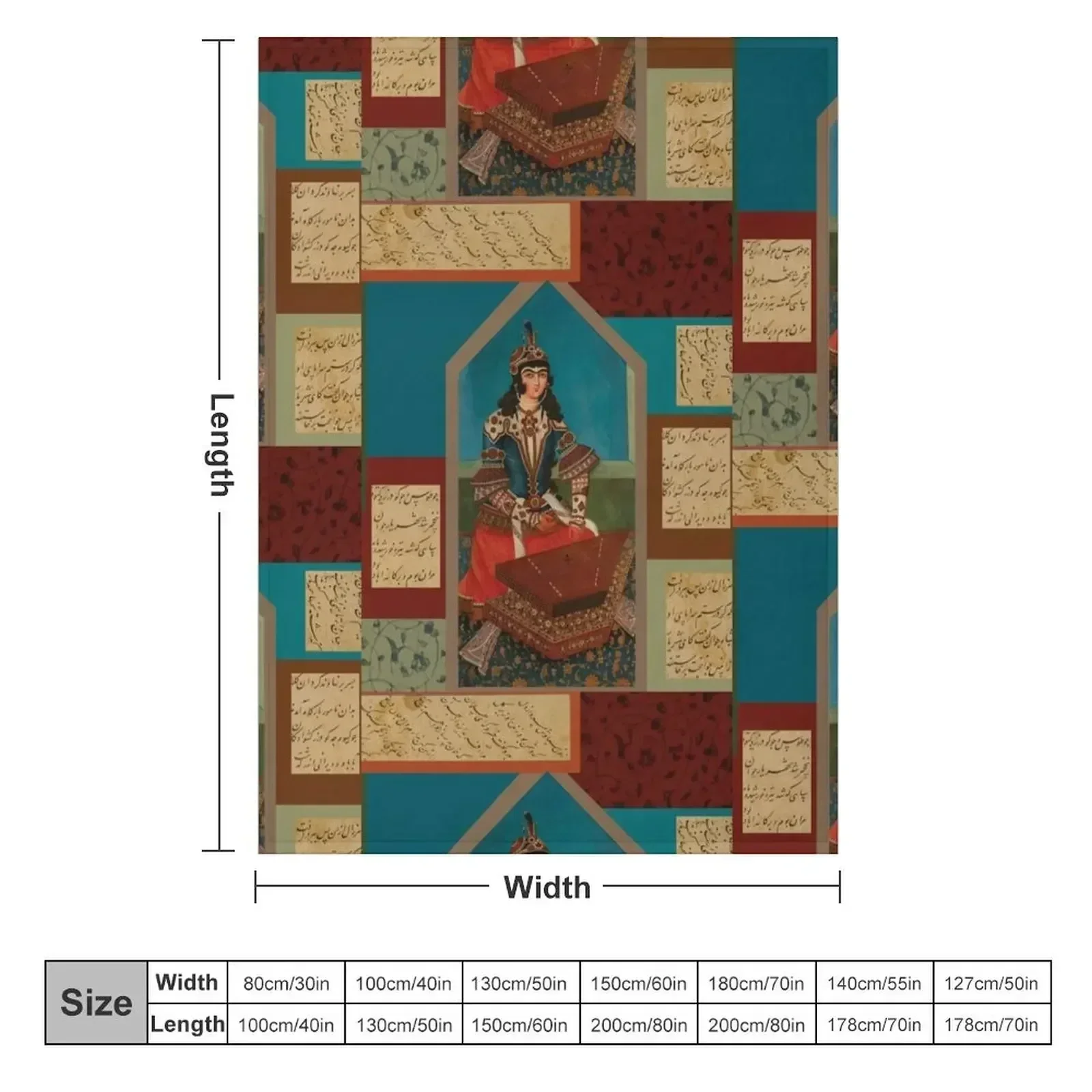 Persian Musician and Calligraphy Throw Blanket couch cozy soft plush fuzzy picnic outdoor blanket