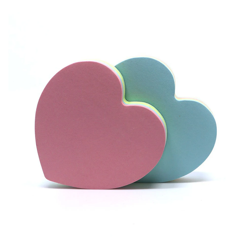 

2pcs Heart-Shaped Self-Adhesive Notepads 3X3 Quick Reminder Post Pads Stickers Staple Random Color