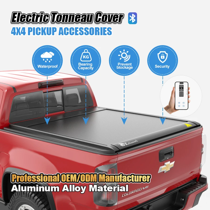 Zolionwil Electric Truck Hard Power Retractable Tonneau Cover for Chevrolet Colorado Silverado 1500/2500/3500