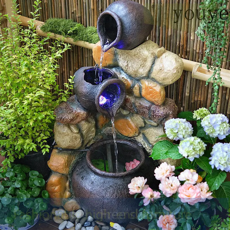 zxcv Pottery pot flowing water landscape landscaping retro idyllic courtyard balcony ornament circulating water floor fountain
