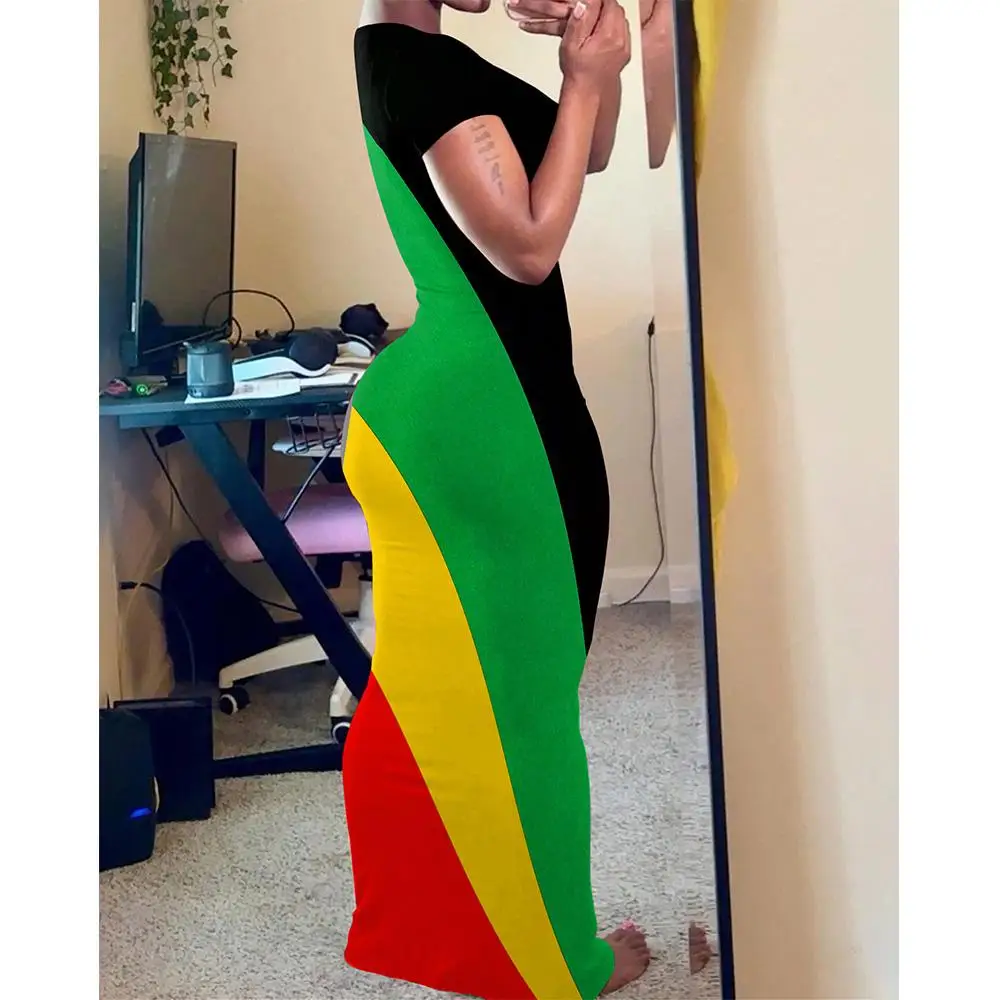 ชุดเดรสพิมพ์ลายสไตล์ชนเผ่าแอฟริกันย้อนยุค แฟชั่นทรงเข้ารูป กระโปรงยาวทรงเข้ารูป สวมใส่สบายๆ ในชีวิตประจำวัน ถ่ายรูปสตรีทแฟชั่น งานเทศกาล งานปาร์ตี้