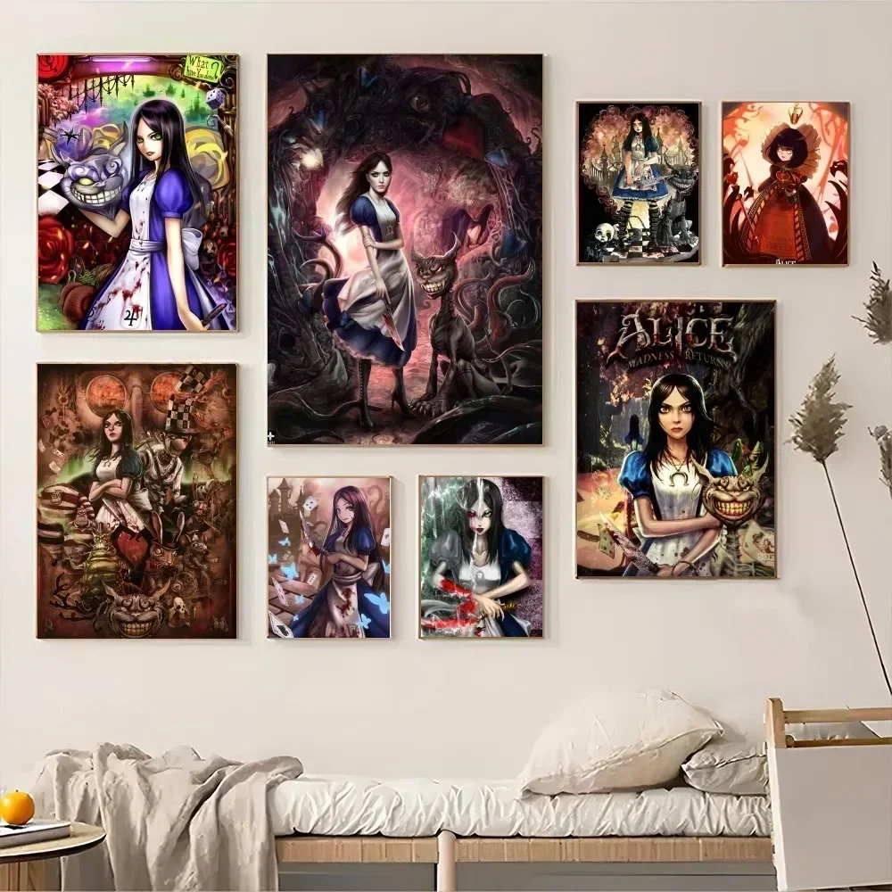 1PC Alice：Madness Returns Poster Self-adhesive Art Waterproof Paper Sticker Coffee House Bar Room Wall Decor