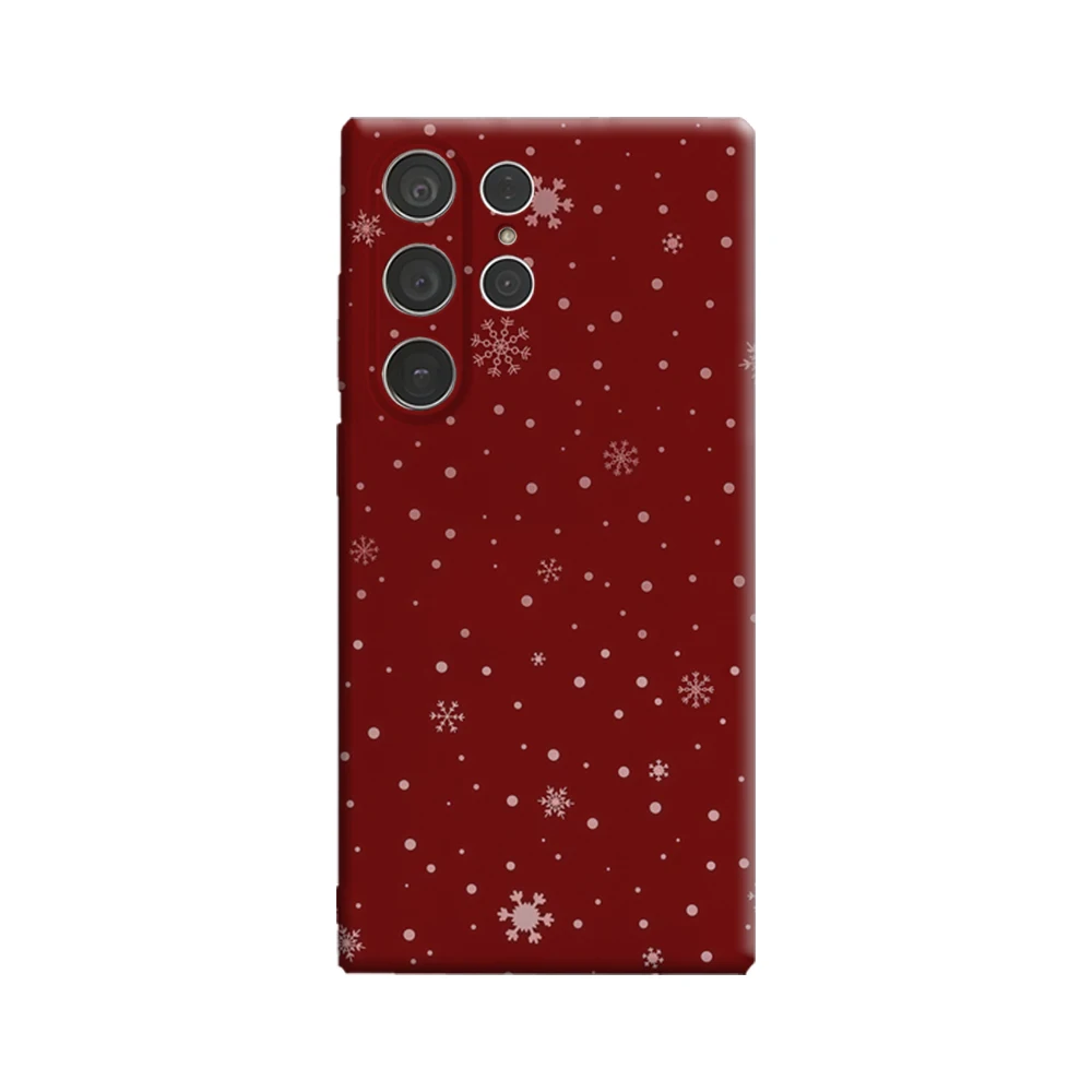 

Бордовый чехол для телефона со снежинкой для Samsung Galaxy S25 Ultra S24 S23 Ultra Plus, глянцевая двухслойная задняя крышка