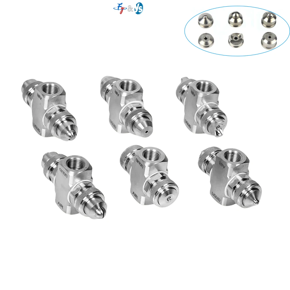 Double-head Air Atomizing Nozzle Siphon Round Pneumatic Fine Mist Nozzle Water Air Dry Fog  for Humidification Cooling