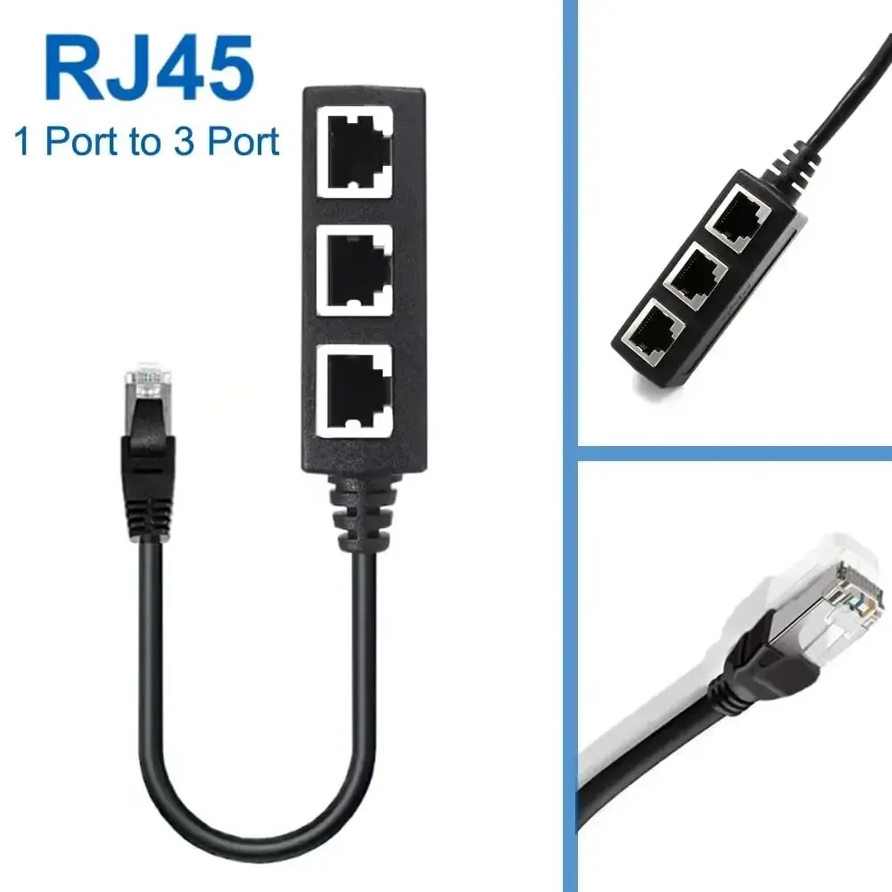 Rozgałęźnik kabla Ethernet RJ45 Adapter sieciowy, rozdzielacz Ethernet 1 do 3. Odpowiedni adapter złącza Ethernet Super LAN Cat 6