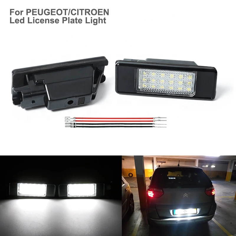 

For Peugeot 307 207 308 3008 407 106 406 508 Expert RCZ 607 807 1007 806 2Pcs 6000K LED Rear Number License Plate Light Lamps