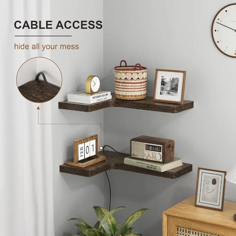 

Floating Corner Shelves, Wall Shelf Set of 3, Shelves for Wall Storage, Solid Wood Shelves for Storage, Wall Mount Wooden