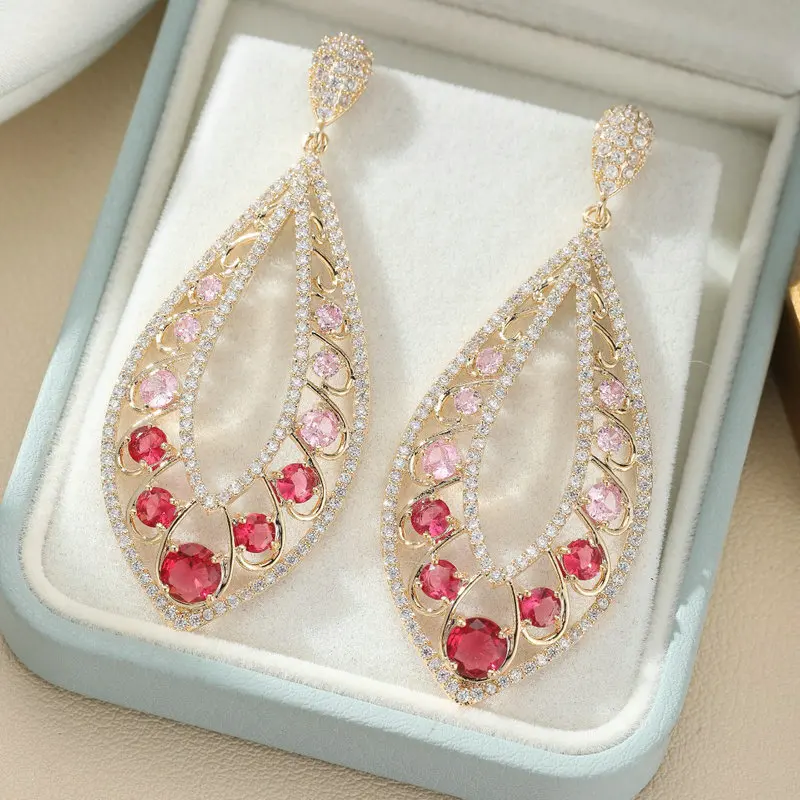 

Модные красные овальные свадебные серьги Bilincolor для женщин