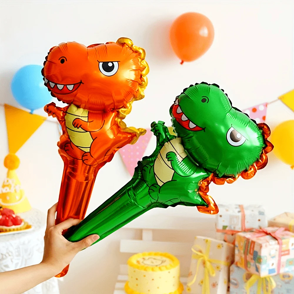 8/16/32PCS Cartoon Cute Dinosaur Handheld Foil Balloon Strike Stick Boys and Girls Birthday Carnival Gifts Baby Shower Supplies