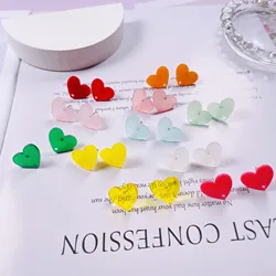 10pcs DIY Love Shape Earrings Connectors Acrylic Love Heart Color Earrings Base Earring Settings for Jewelry Making Findings