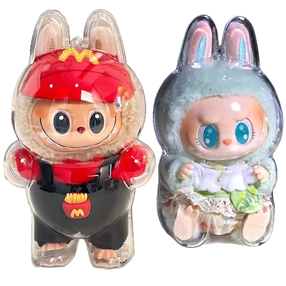 حافظة شفافة جديدة لـ Labubu V1V2V3 الغطاء الواقي لعبة الوحش حقيبة عرض الدمية القطيفة صندوق منظم محمول لدمية الحفلات