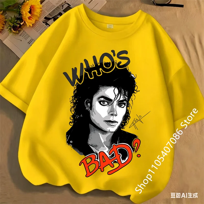 Michael Jackson MJ T-Shirt Kids Digital Shirt Cartoon King of Pop Summer Baby Clothes Todders Short Sleeve Boutique Outfits Gift