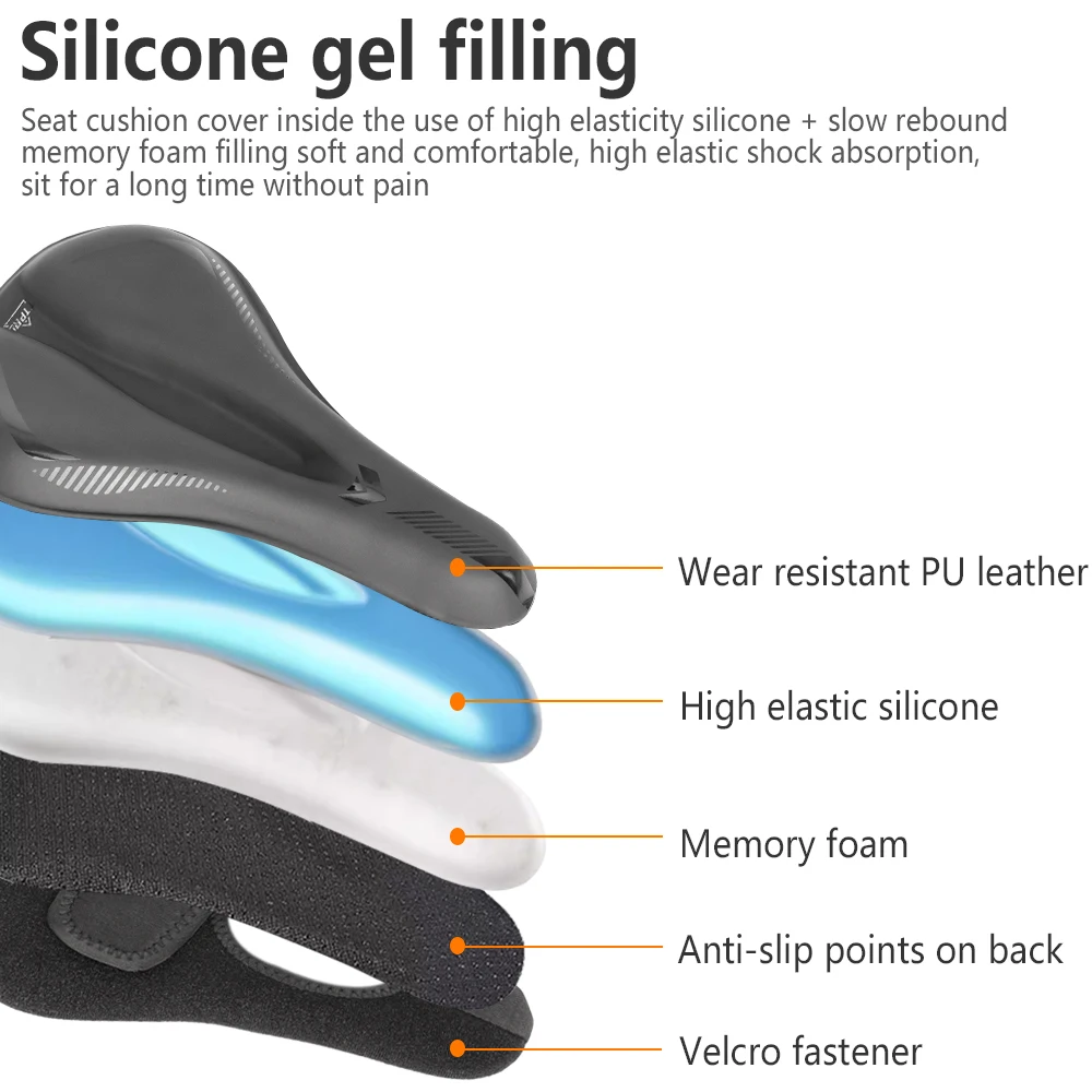 TTPRO Silikon Fahrradsattel Sitzbezug MTB Rennrad Atmungsaktiv Wasserdicht Hock Absorption Sattelkissen Fahrradzubehör