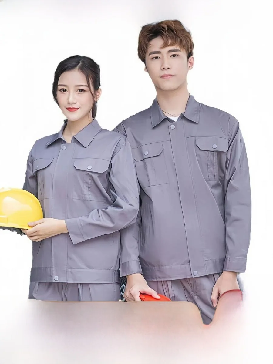 

Комплект рабочей формы из чистого хлопка с молнией и длинными рукавами для мужчин: износостойкая, удобная, дышащая спецодежда для защиты труда