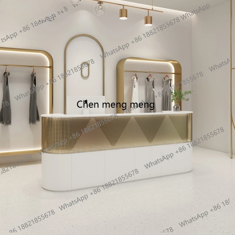 

Касса для магазина одежды Креативная парикмахерская Барная стойка Простой современный салон красоты Стойка регистрации Светлая роскошь