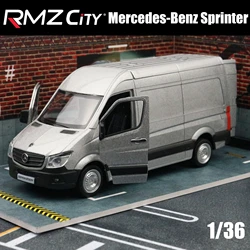 Mercedes-Benz Sprinter Toy Car Model 1/36 RMZ City Diecast Alloy Miniature Pull Back Doors Openable Collection Gift for Children