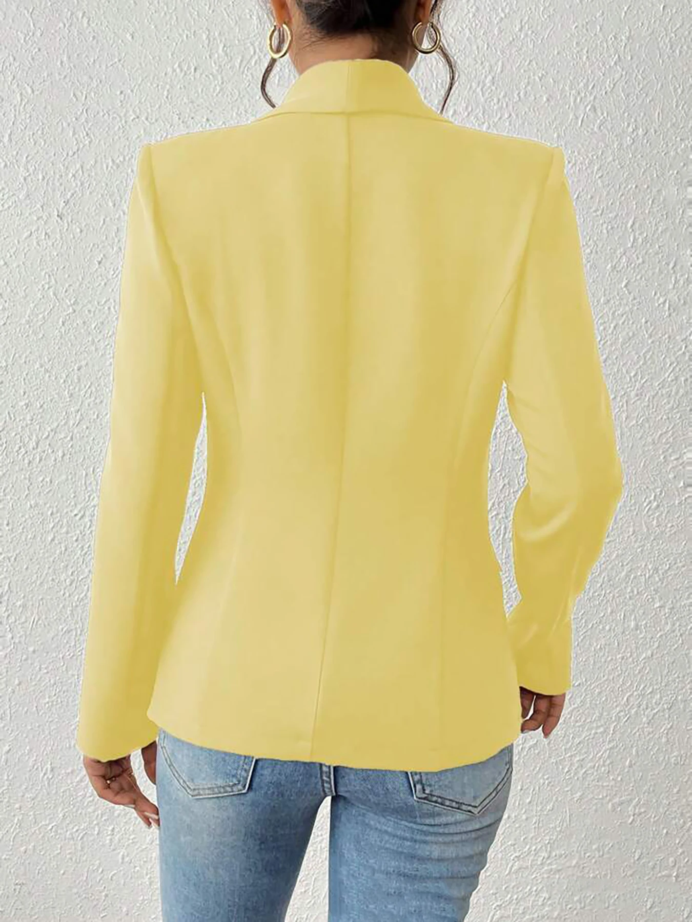 Solid Color Women's Shawl Collar Top Long Sleeve Fashion Coat Office Casual Blazer