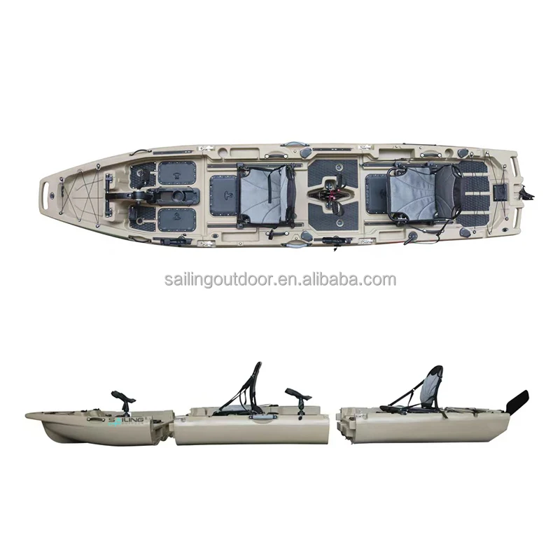 Custom Colors  HDPE Pedal Drive Modular Kayak 3-Piece Folding Stable Design Easy Assembly & Transport Made From Hard Plastics