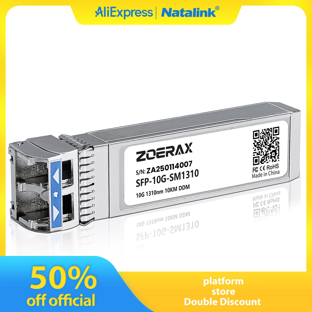 Natalink 10G SFP+ Single-Mode LC Duplex Transceiver Module 1310nm 10km DDM Fiber Optic Module for Cisco TP-Link Ubiquit and Othe