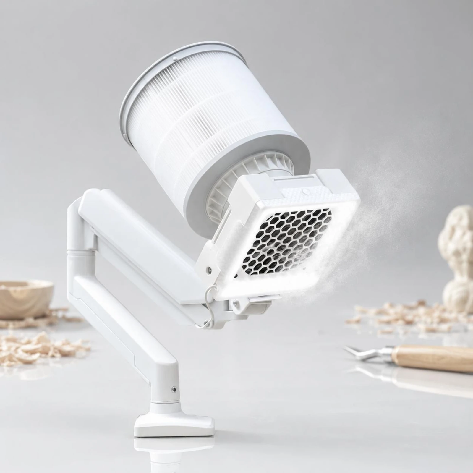 

Desktop Dust Collector Adjustable Articulated Arm Dust Collector Workroom Appliance Compact Molded Plastic