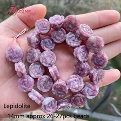 14mm Natural Lapis Lepidolite Amethysts Flower Stone Beads For Women Necklace Bracelet Jewelry Making 5pcc/15