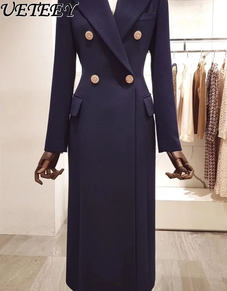 New Fashion Korean Winter Temperament Suit Collar Wool Coat Slim-fit Double-breasted Diamond Buckle Commuter Woollen Jacket