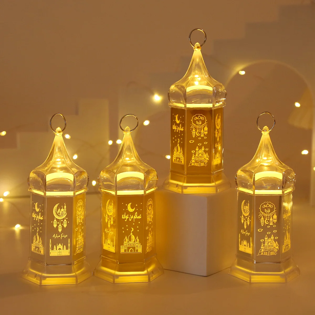 Eid al Fitr Candlestick Lantern Storm Lantern Muslim Festival Decoration LED Ramadan Decoration Ornament