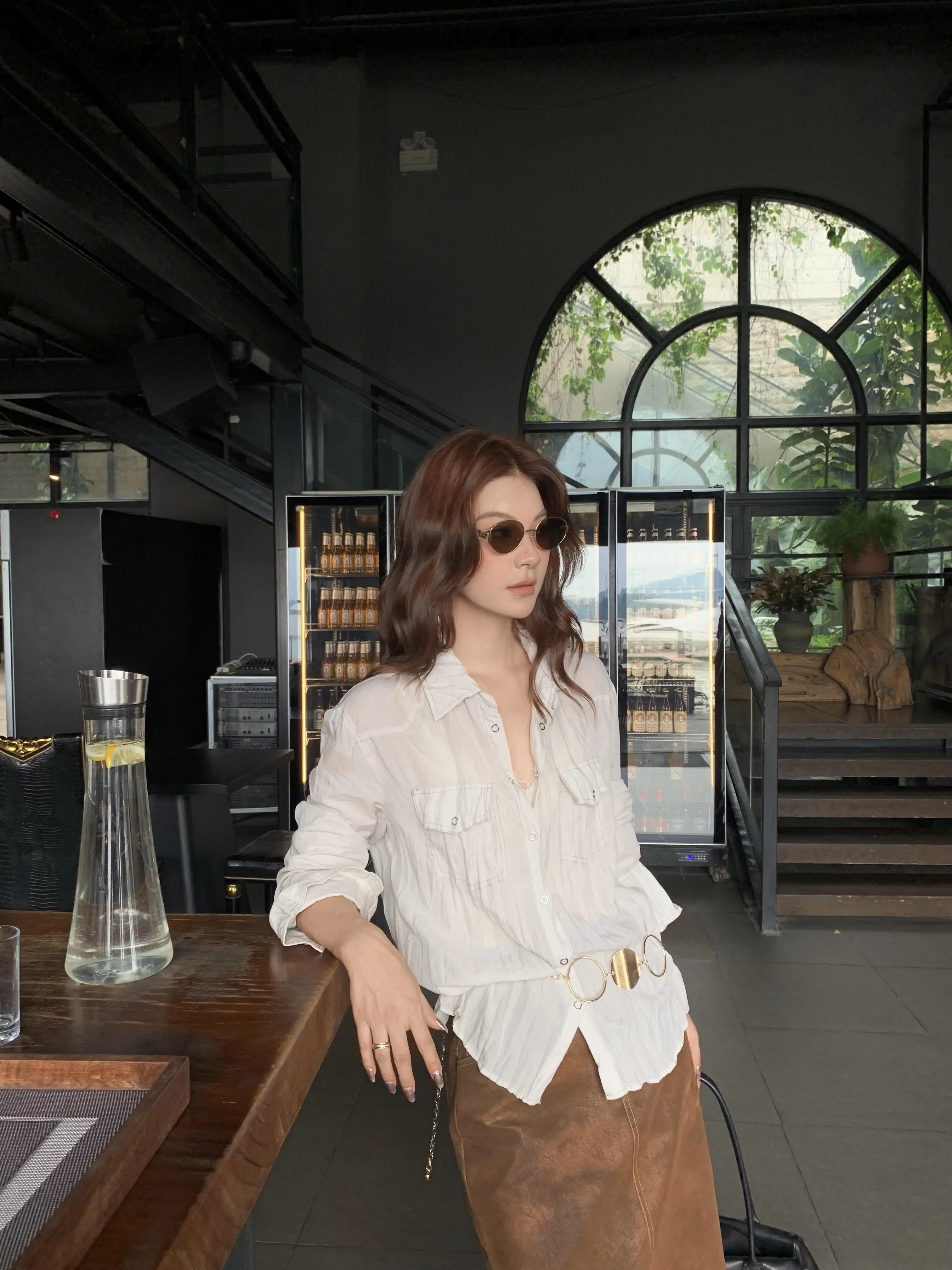 High Quality Suede  Skirt Women's Autumn Winter New Style Versatile Straight Cut Golden Brown Leather Skirt High Waist