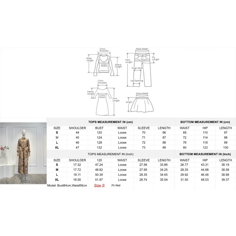 and Pants Set 2025 Top Quality Yellow Floral Print Long Sleeve Blouse Tops and Pleat Midi Skirt