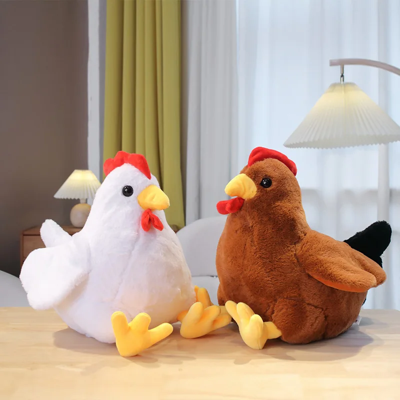 

30-40cm Simulation White A Fat Rooster Plush Toys Cartoon Kawaii Brown Stuffed Animals Chicken Beauty and Fashion Toys for Girls