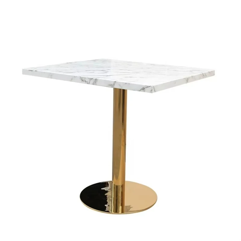 Nordic Modern Hot Pot Golden Legs Cafe Commercial De Restaurant Furniture Square Marble Table For Restaurant