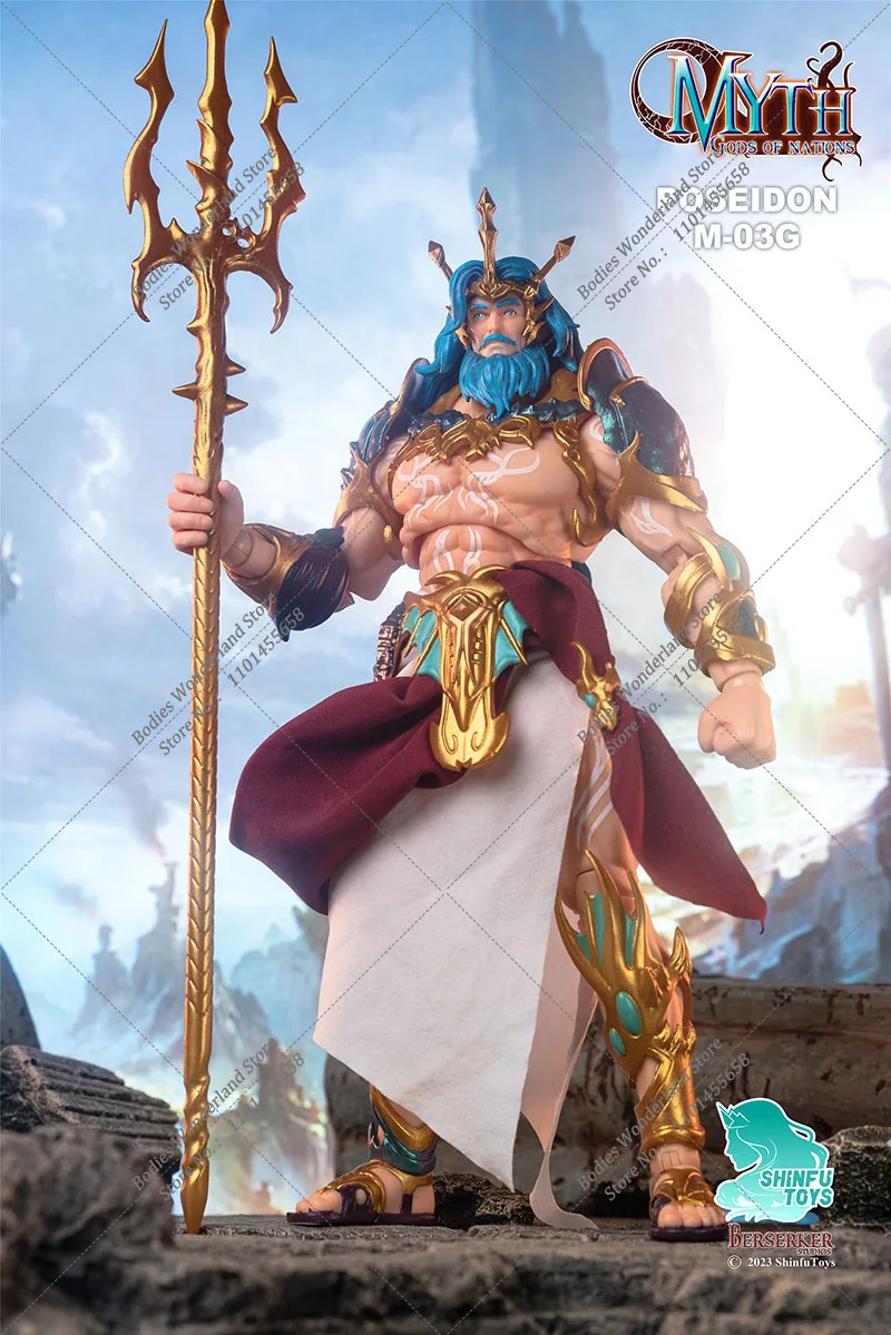 M-03 1/12 Mythology of Nations Sea God Poseidon Figure Anime Model Full Set 7" Myth  Action Figure Toys for Fans Holiday Gifts