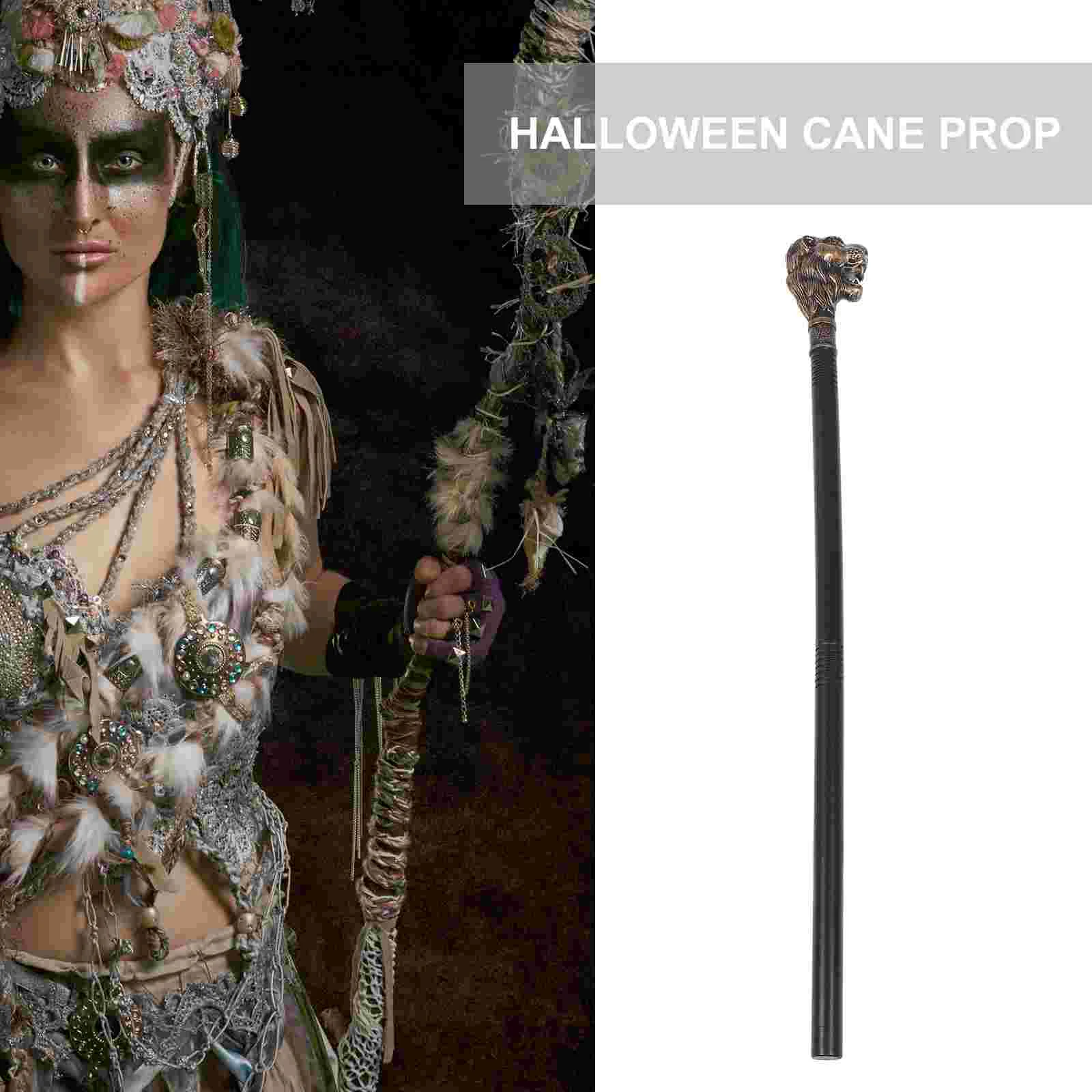 Costume Walking Cane Halloween Lion Head Scepter Prop Silver Plastic