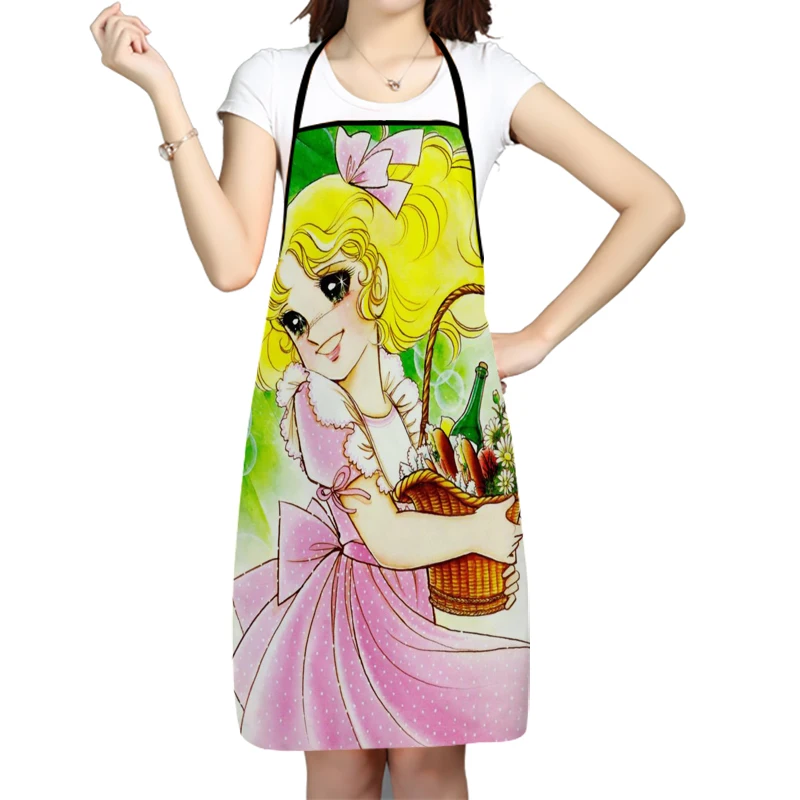 Candy Candy Anime Girl Oxford Fabric Apron For Men Women Bibs Home Cooking Baking Cleaning Aprons Kitchen Accessory 0506