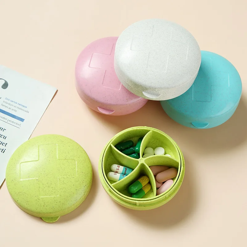 5-grids Portable Round Weekly Pill Box Small Medicine Boxex Personal Travel Storage Box Five Compartments Medicine Ball Boxex