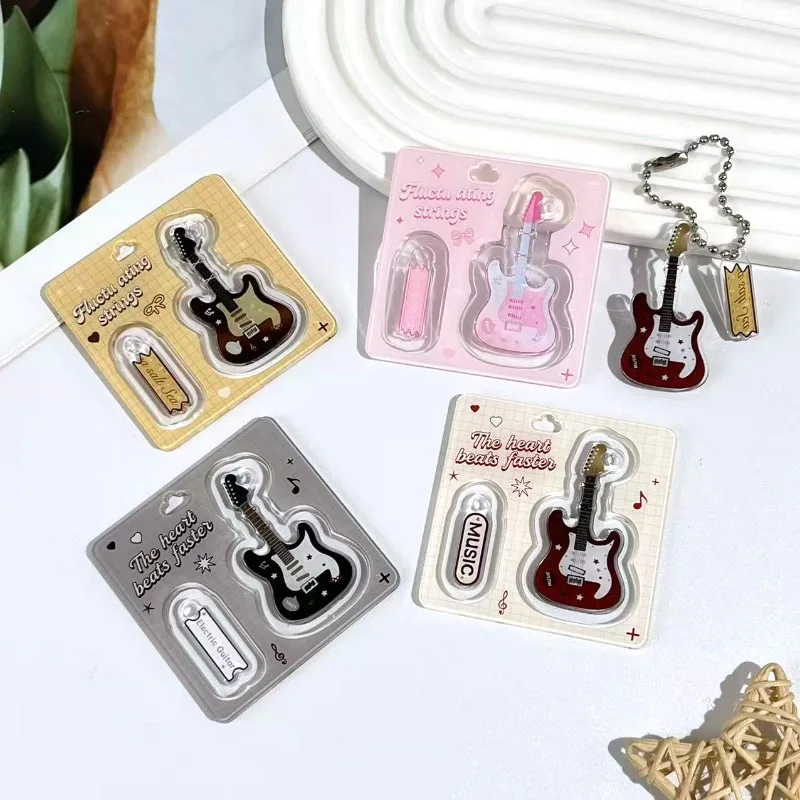 Guitar Keychain Organzier Acrylic Creative Musical Instrument Key Pendant for Bags Kawaii INS Aesthetic Purse Charm Key Holder