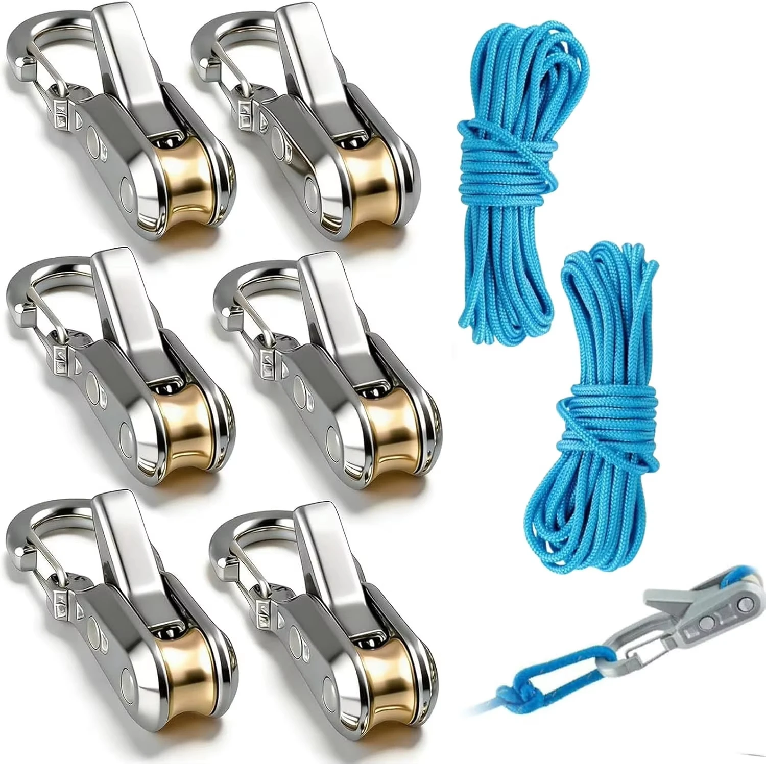 Rope Tying Tool And Tensioner with Roller Tensioner,  Heavy-Duty Retractable Buckle with Accessory Rope, Suitable for Camping