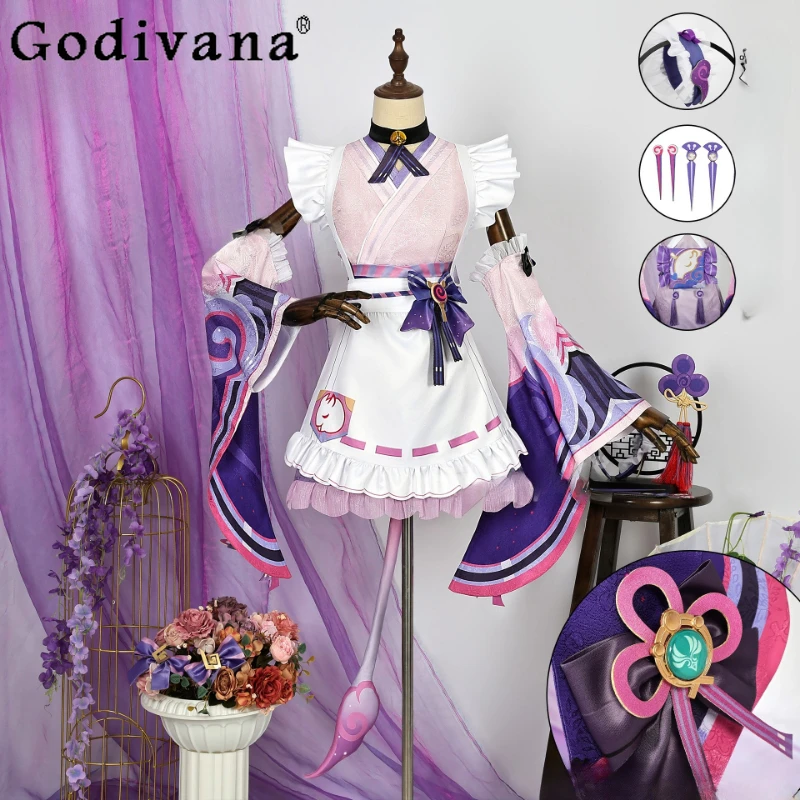 Parrucca per costume cosplay femminile Gonna rosa viola Set Copricapo Puntelli Parrucche verdi per donne Ragazze Abiti da festa di Halloween