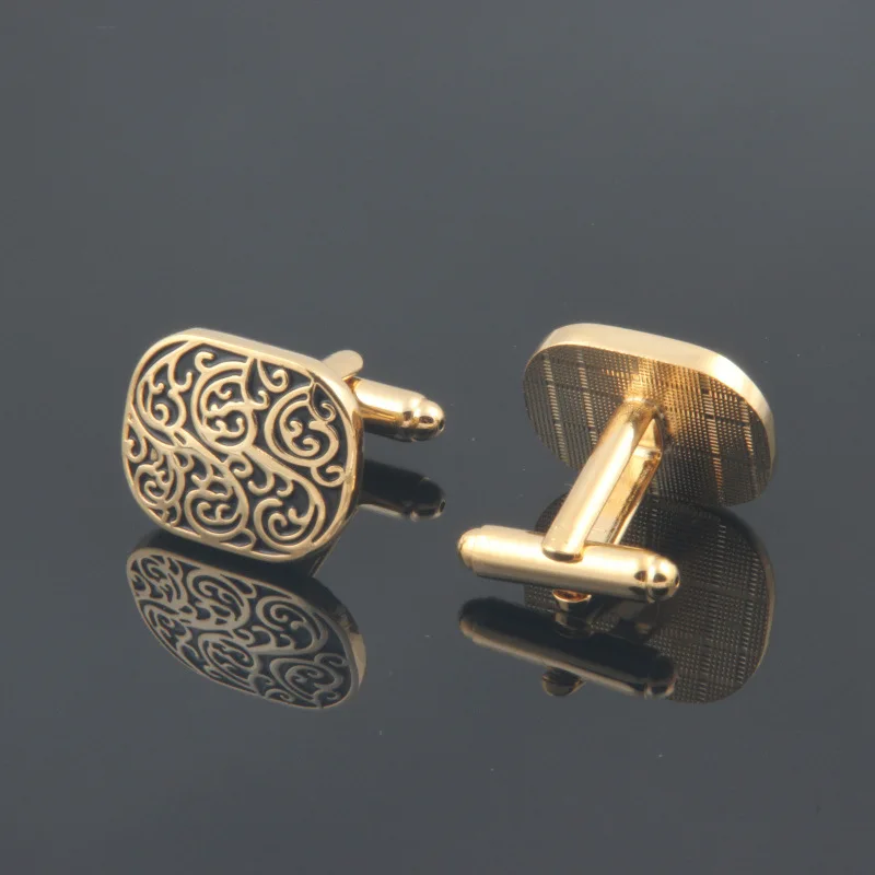 Fashion Black Four-Leaf Clover French Cufflinks Alloy Electroplated Geometric Love Simple Carved Sleeve Button Wholesale