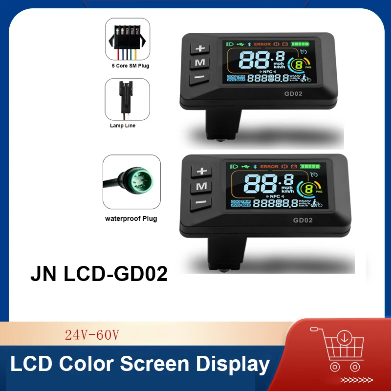 Bike Intelligent LCD Display 24V-60V JN LCD-GD02 Color Screen Display SM/Waterproof Plug Mountain Bike Modified Accessories