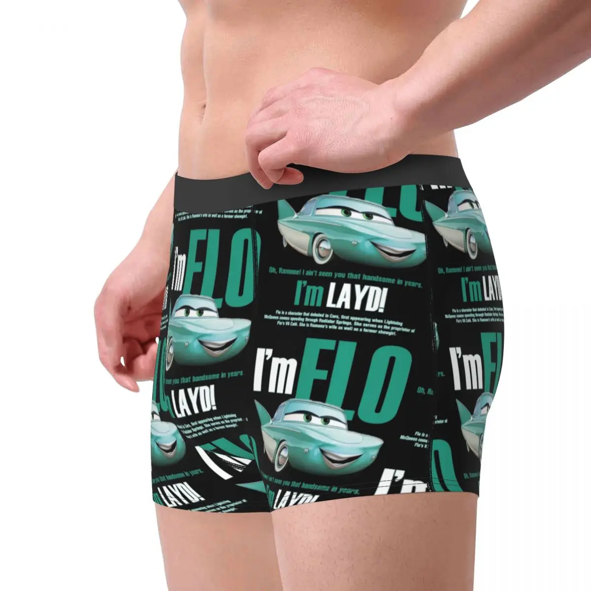 Flo Rains Mcqueen Cars Boxer pour hommes, caleçons longs drôles, sous-vêtements doux, culottes