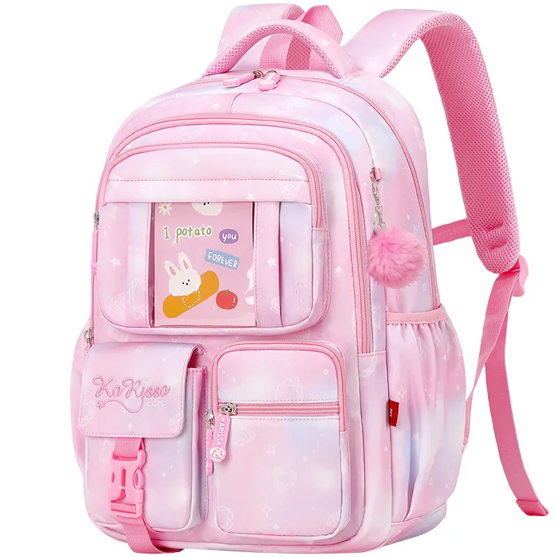 New Pink Princess Primary School Student Backpack, Children's Backpack, Lightweight and Large Capacity Middle School Student Bac