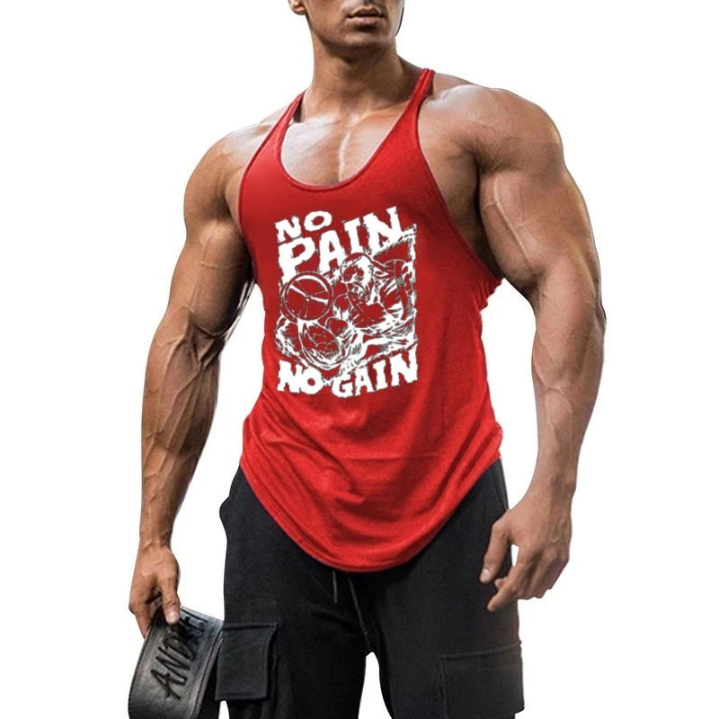 قميص رجالي مطبوع ثلاثي الأبعاد "بدون ألم ولا ربح" للياقة البدنية - سترة صيفية فضفاضة رياضية للشارع برقبة دائرية، تي شيرت للتمرين يسمح بالتهوية لصالة الألعاب الرياضية